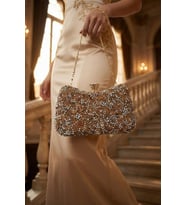 Kristal Taşlı Kadın Abiye Clutch, Omuz Çanta