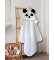 Yumuşacık Pamuklu Kız-erkek Yenidoğan/bebek Banyo Kundak Havlusu BEYAZ/ PANDA (Standart)