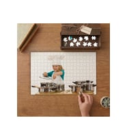 Yemek Yapan Aşçı Çocuk Tasarımı 240 parça Ahşap Puzzle Ahşap Kutuda MP00686