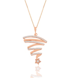 Söğütlü Silver Gümüş rose zirkon taşlı kuyruklu yıldız kolye