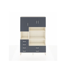 Arges Gardrop 9 Raflı 6 Çekmeceli 3 Kapaklı 132x30x195 Aytaşı-Antrasit