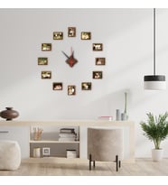 Kişiye Özel  Fotoğraflı Motifli Ahşap Çerçeve 12 li  Duvar Saati