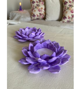 2'li Dekoratif Mumluk,Tealight Mumluk,Hediyelik Mumluk,Lotus Çiçeği Mumluk