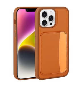 Apple iPhone 16 Pro Max Uyumlu Kılıf Kartlıklı Zore X-Kart Silikon Kapak (Turuncu)