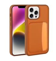 Apple iPhone 16 Pro Max Uyumlu Kılıf Kartlıklı Zore X-Kart Silikon Kapak (Turuncu)