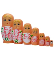 Ahşap Matruşka Bebek Yedili Set Turuncu