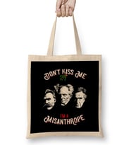 Nietzsche Schopenhauer Cioran Portrait No Mistletoe Don't Kiss Me I'm A Misanthrope Philosophy Bez Çanta Uzun Saplı