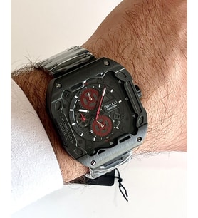 Ferrucci Kare Kadran Siyah Fonksiyonları Aktif Takvimli Spor Model Çelik Erkek Kol Saati