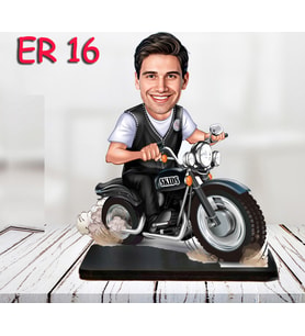 Kişiye Özel Ahşap Biblo - Motor Kullanan Erkek Karikatür Biblo