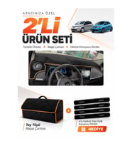 RENAULT ZOE (2012-2024) Uyumlu Torpido Örtüsü + Tay Tüyü Bagaj Çantası + Sticker Seti - Siyah Kahverengi