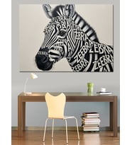 Siyah Beyaz Zebra Desenli Zebra Dekoratif Kanvas - Mdf Ahşap Tablo