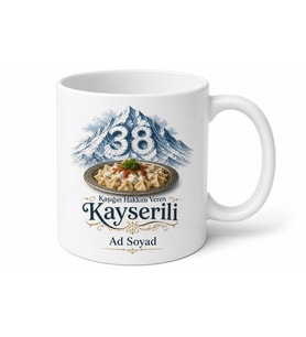 Kayseri Plakalı Erciyes Dağı Zirvesi Mantı Kaşıklayanlar Kupası Hediye Bardak