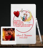 Sevgililer Gününe Özel Deri Beyaz Defter Kalem & Instagram Çerçeve Hediye Seti 22