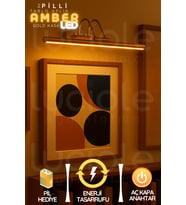 LED TabloRay Altın Ton Işıklı Çubuk – Amber Efektli Duvar Profili, Parlak Gold Kasa