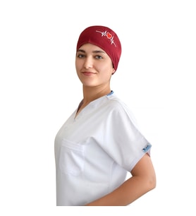 Bordo Kalp Ritim İşlemeli Doktor Hemşire Bone
