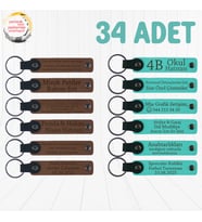 A Kahve & Turkuaz, Aile Kutlamalarına Özel Sürpriz, 34’lü Set, Kişisel Mesajlı Deri Anahtarlık
