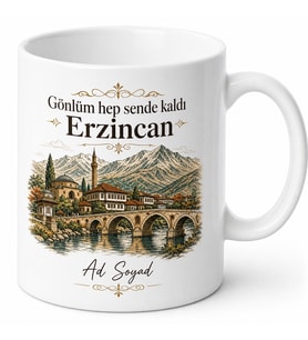 Erzincan Memleket Temalı Kişiye Özel Baskılı Kupa Bardak Hediye