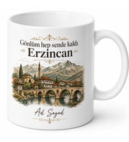 Erzincan Memleket Temalı Kişiye Özel Baskılı Kupa Bardak Hediye