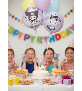 45 cm – Kuromi Temalı Mor Çift Yüzlü Perti Folyo Balon