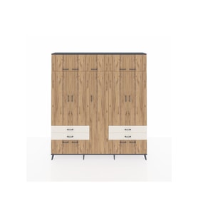 Arges Dolap 12 Raflı 4 Çekmeceli 2 Askılı 220x30x243 Antrasit-Çam/Aytaşı