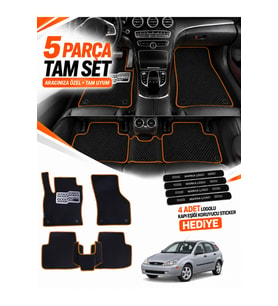 e-biz FORD FOCUS 2-HATCHBACK (2005-2011) Uyumlu EVA Oto Paspas Metal Topukluklu Havuzlu Siyah-Taba