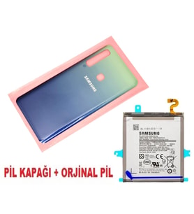 Tkgz Samsung Galaxy A9 A920 Arka Pil Batarya Kapağı + PİL (CAM) MAVİ