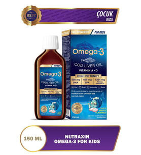 Nutraxin Omega 3 Balık Yağı 150 Ml Tutti Frutti Cod Liver - DHA 550 Mg EPA 408 Mg