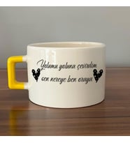 Yolumu Yoluna Çevirdim Baskılı Sarı Kulplu C Fincan