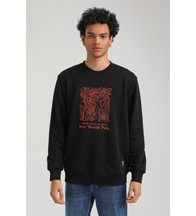 Bisiklet Yaka Siyah Slim Fit Sweatshirt 23FWM60153