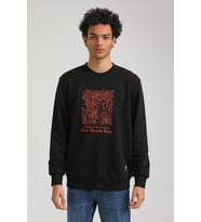Bisiklet Yaka Siyah Slim Fit Sweatshirt 23FWM60153