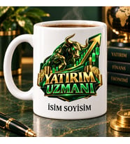 Yatırım Uzmanı Kupa Bardak Boğa ve Yükselen Grafik Desenli