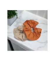 %100 Organik Pamuk Kumaş 2'li Lastik Toka Taş Rengi+Tarçın Rengi (Çok Renkli)