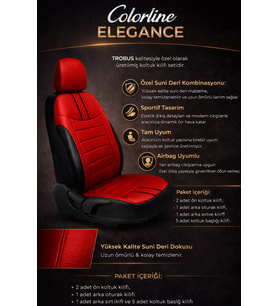 BMW 2 Serisi Gran Coupe 2020 ve Sonrası Uyumlu Colorline Elegance Deri Kırmızı Siyah Koltuk Kılıfı