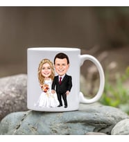 Kişiye Özel Bardak - Karikatür Bardak - Gelin Damat Bardağı