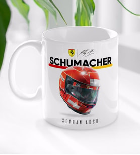 BK Gift Kişiye Özel İsimli F1 Schumacher Tasarımlı Beyaz Kupa Bardak-1