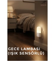Enerji Tasarruflu LED Gece Lambası, 3 Kademeli Parlaklık, Prizli Tasarım (Krem)