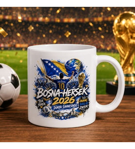 BK Gift Bosna-Hersek Taraftar Temalı Dünya Futbol Kupası Tasarımlı Beyaz Kupa Bardak-1
