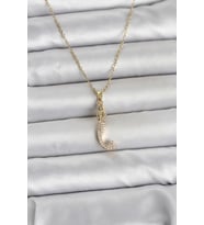 316L Çelik Zincir Gold Renk Zirkon Taşlı Deniz Kızı Model Kadın Kolye 5886 - LOHO7749-4922