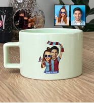 Kişiye Özel Karikatürlü Bordo Mavi Taraftar Sevgiliye Hediye Lüks Pastel Fincan Sevgililer Günü Hediyesi