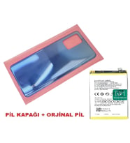 Tkgz Oppo A74 Arka Pil Batarya Kapağı + PİL (CAM) MAVİ