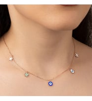 Rose Nazarlı Şans 925 Ayar Gümüş Kadın Kolye
