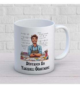 Dünyanın En Yakışıklı Öğretmenine Özel Öğretmenler Günü Hediyelik Baskılı Kupa