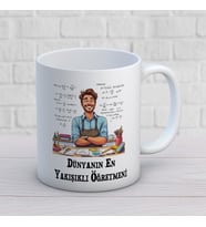 Dünyanın En Yakışıklı Öğretmenine Özel Öğretmenler Günü Hediyelik Baskılı Kupa