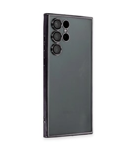 Samsung Galaxy S22 Ultra Kılıf Kamera Korumalı Lensli Silikon - Siyah
