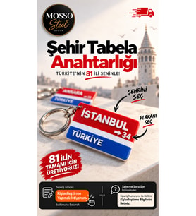 Şehir Tabelası Anahtarlığı 3D Baskı Plaka Tabela Anahtarlık
