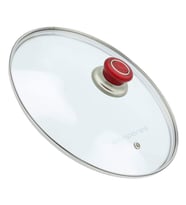 Tencere Sahan Cam Kapak 18 cm ve Kırmızı Tutma Tepe (Beyaz)