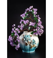 Ametist Taşı El Yapımı Doğal Taş 45x22x22cm Vazolu Ağaç