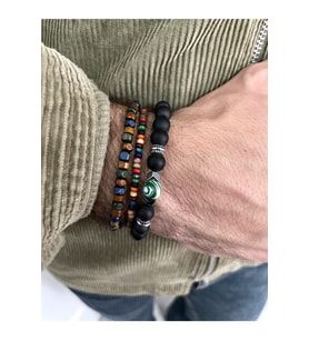 Unisex Çok Şık Ahşap Ve Doğal Taş Üçlü Bileklik