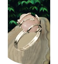 Sertifikalı Gümüş Rokoko Model Pembe Kuvars Taşı Yüzük - Ayarlamalı (Çok Renkli)