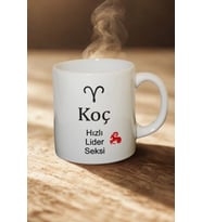Koç Burcu Temalı Burç Bardağı Kupa (Beyaz)